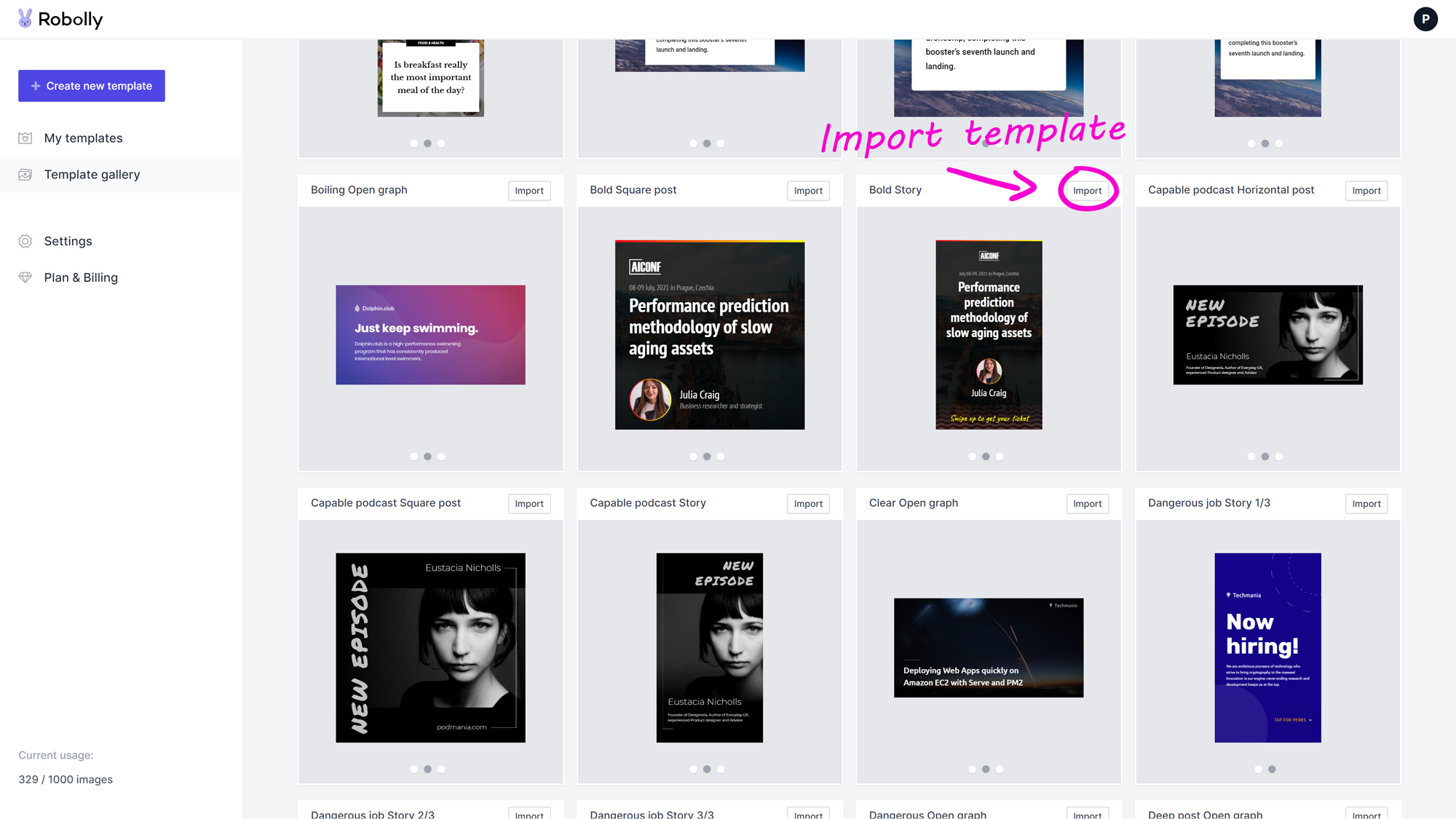 Robolly's template gallery
