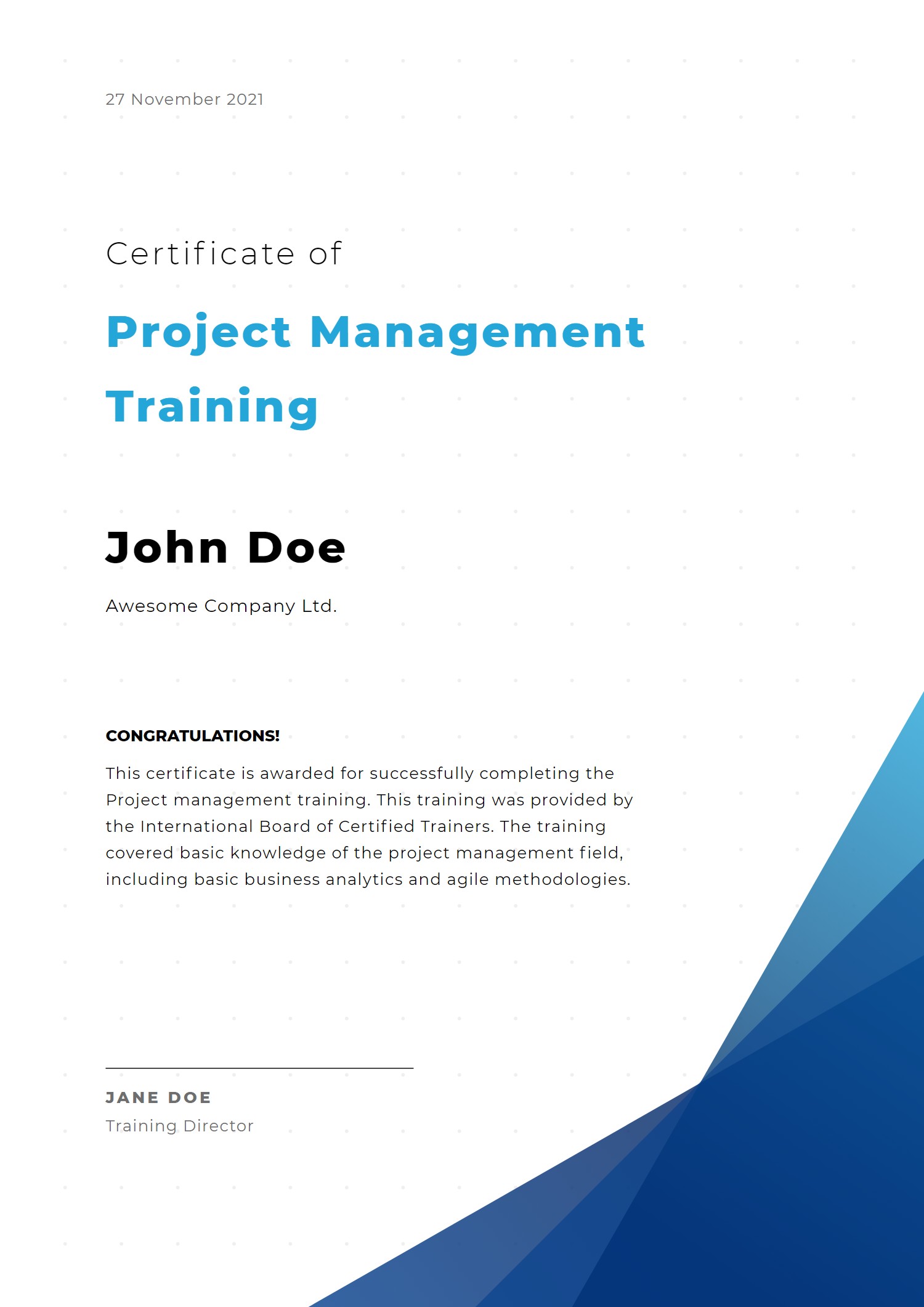 Stimulating Certificate preview