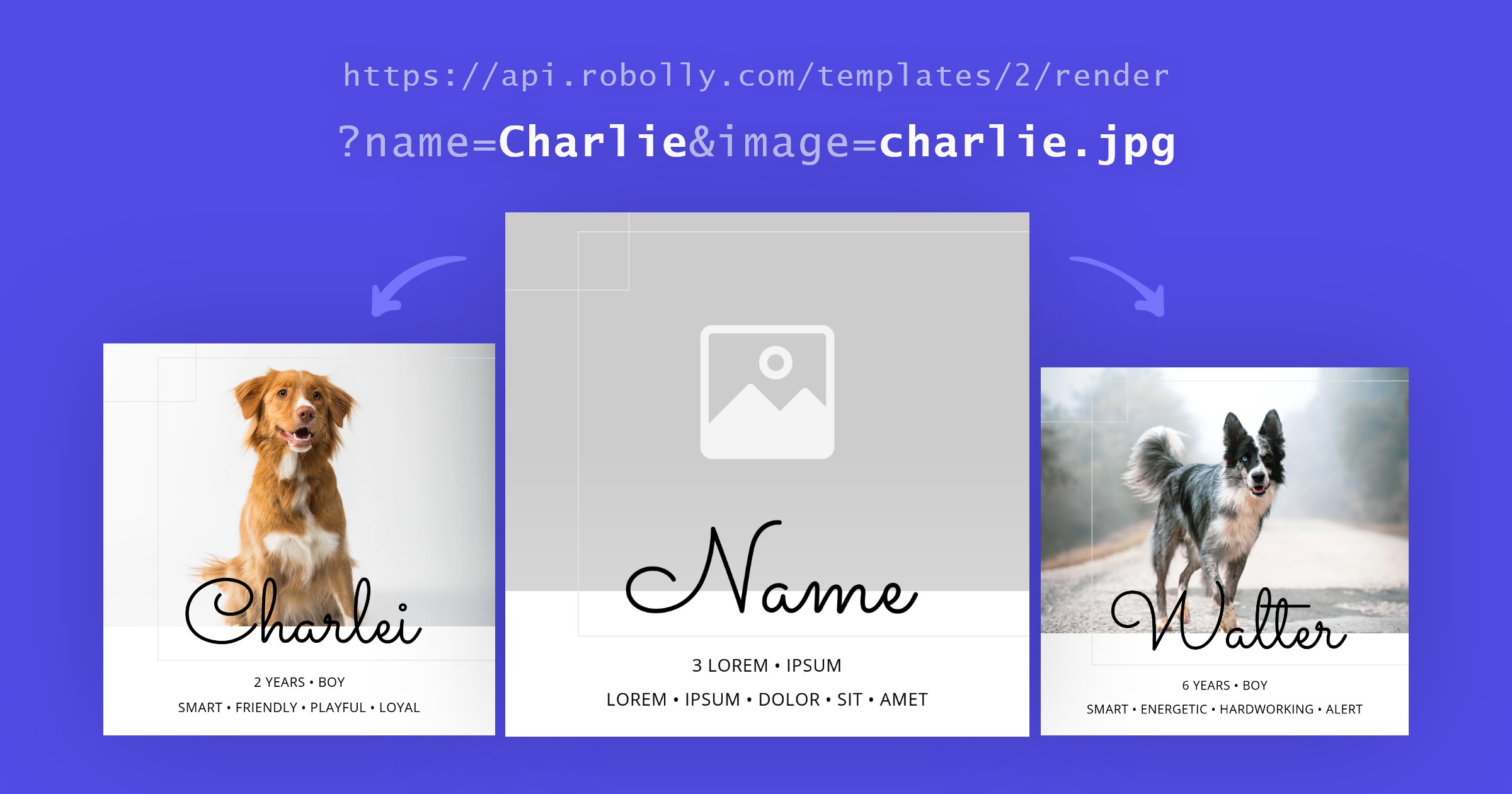 Render images based on templates with Robolly