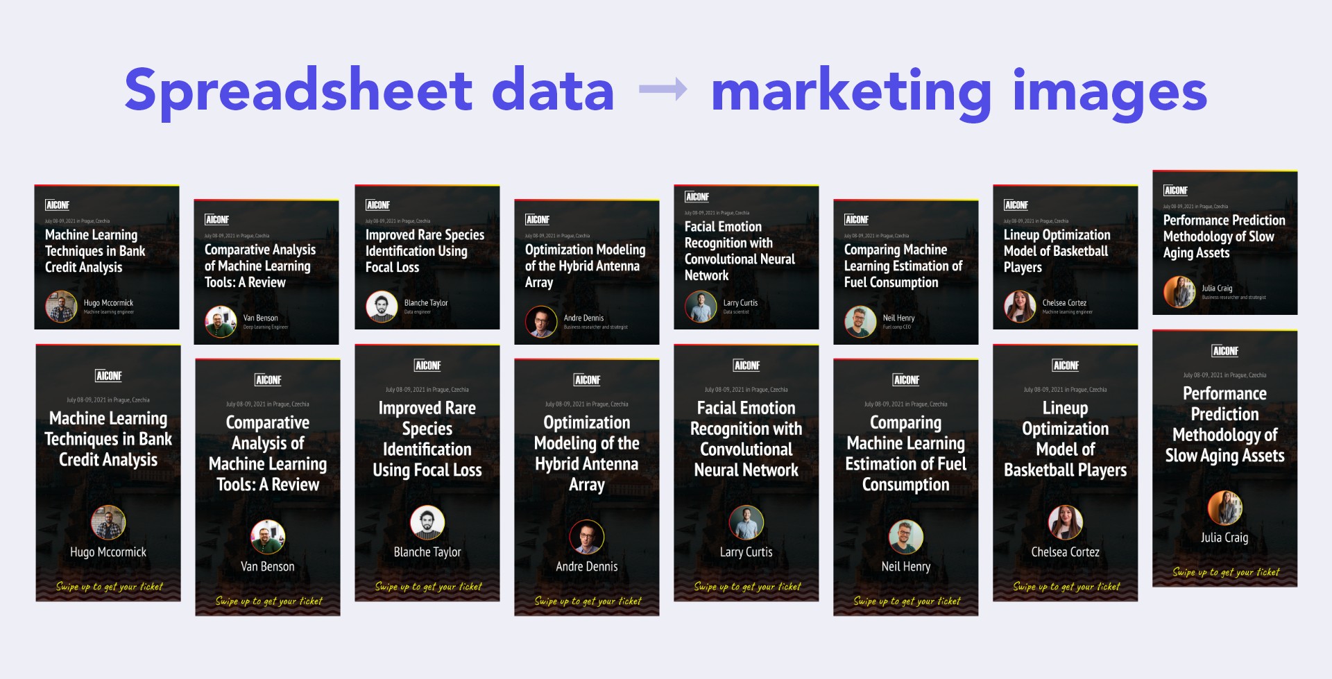 Turn spreadsheet data into marketing images